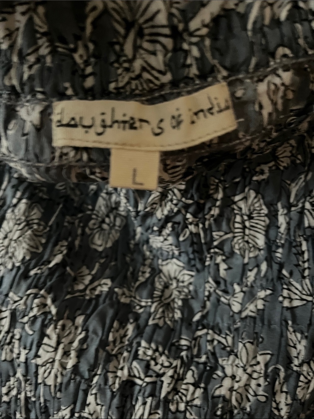 Daughters of India Blue Floral Smocked Off-Shoulder Blouse - Picture 2 of 4